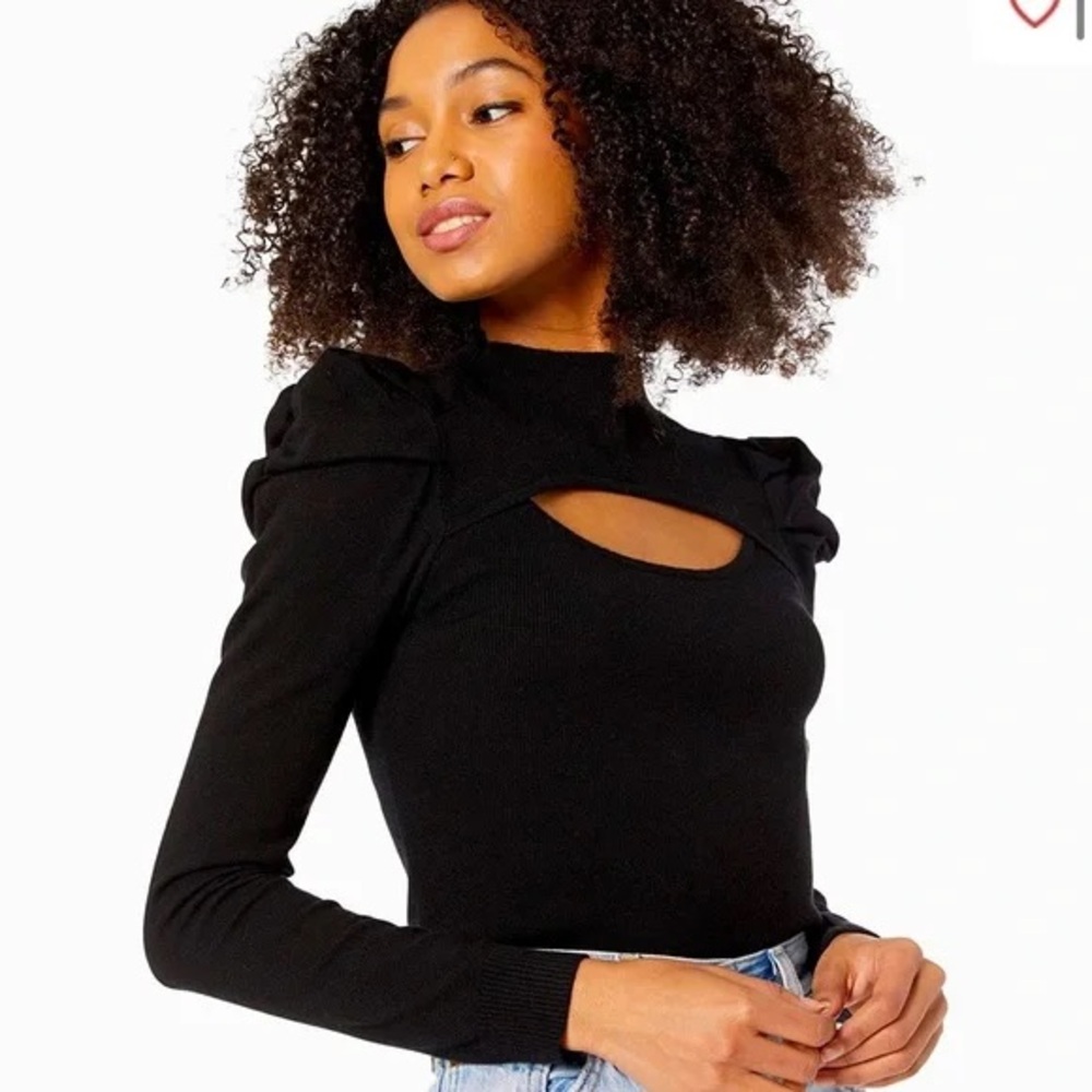 BB Dakota by Steve Madden L63403 Womens Black Peek Softly Cutout Sweater